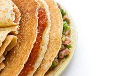The Top View On Pancakes With Caviar And A Salmon Royalty Free Stock Photos The Top View On Pancakes With Caviar And A Salmon Royalty Free Stock Photos