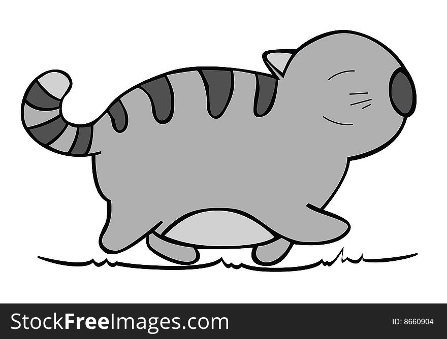 Vector of cartoon cat 02.