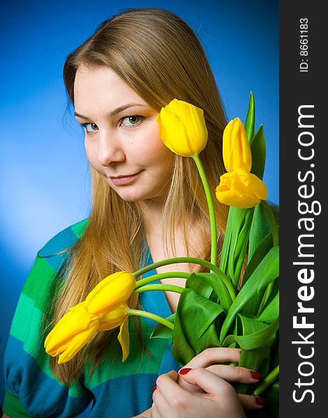 The Beautiful Girl With Tulips