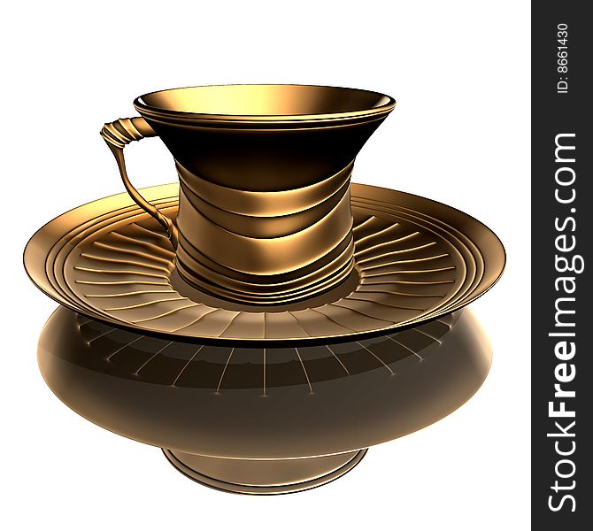 3D modelled stylish cup and plate. 3D modelled stylish cup and plate