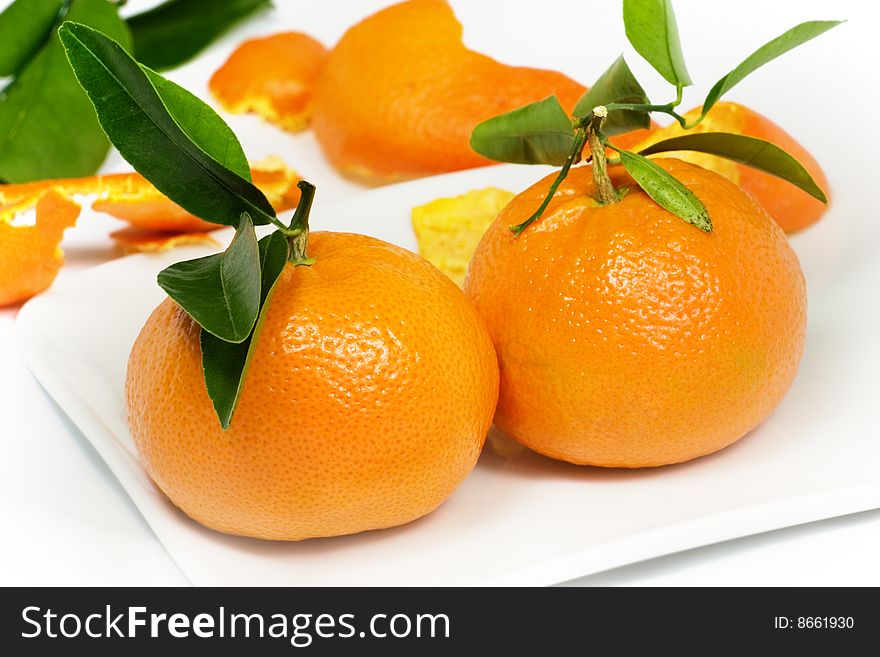 Fresh California tangerines isolated on white