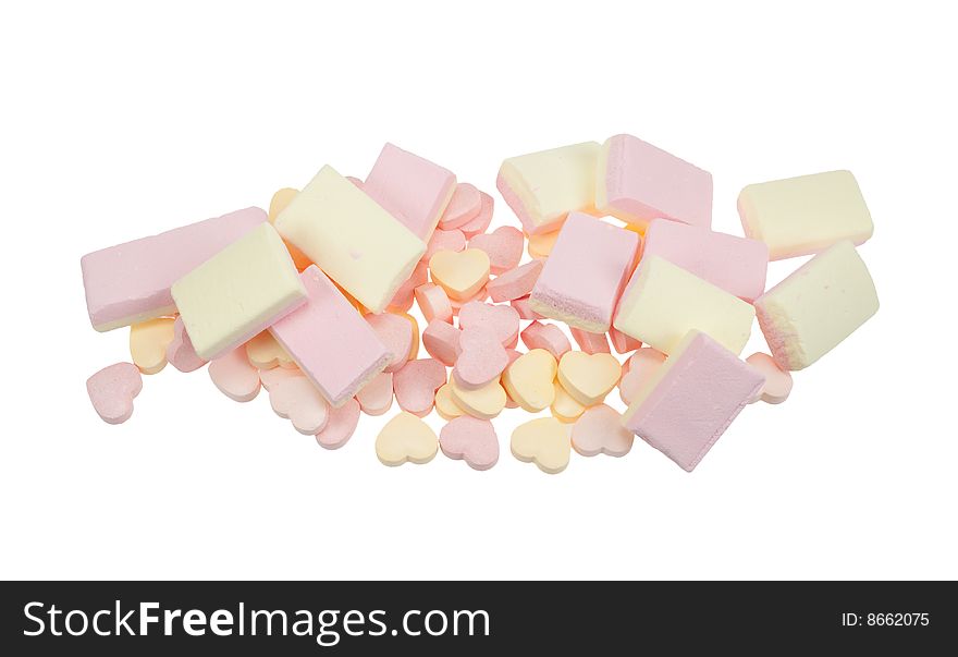 Assorted colors of candy isolated on a white background