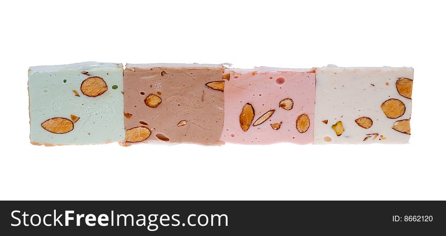 Delicious nougat isolated on a white background