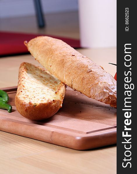 Fresh and oven baked garlic bread. Fresh and oven baked garlic bread