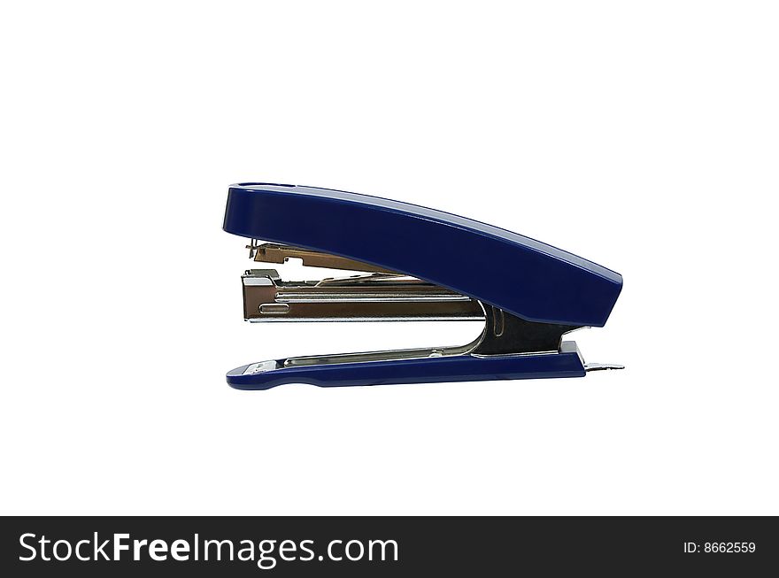 Blue stapler isolated on white
