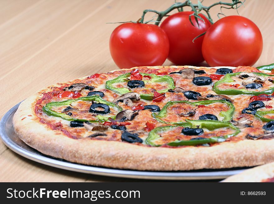 Fresh and hot pizza for lunch time. Fresh and hot pizza for lunch time