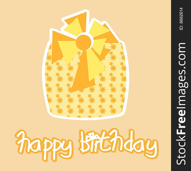 A Happy Birthday card showing a yellow gift