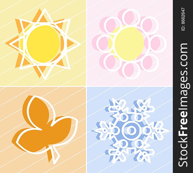 A set of seasons icons. A set of seasons icons