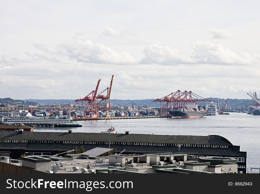 An Industrial Shipping Port And A Busy Harbor