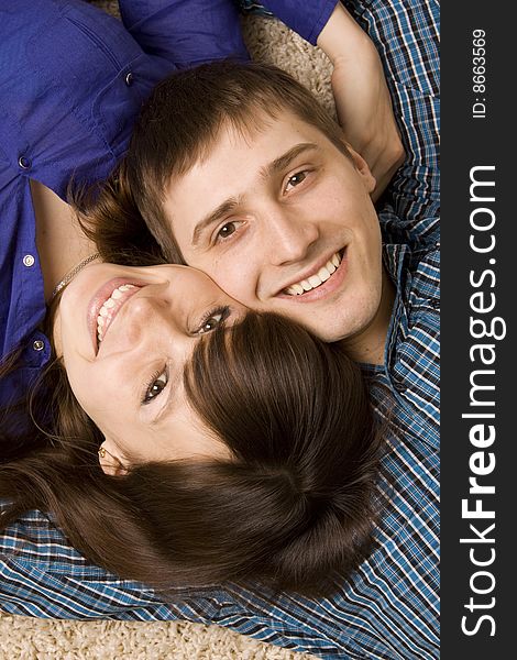 Happy young couple smiling happy portrait