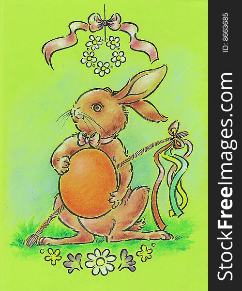 Easter rabbit is symbol spring and easter