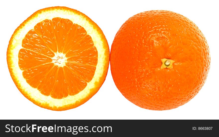 Fresh oranges isolated on white backgroun