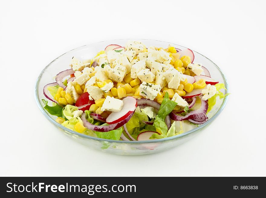 Salad plate on white background