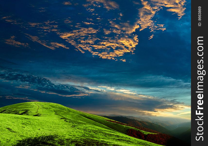 Stock photo: an image of majestic evening in the mountains. Stock photo: an image of majestic evening in the mountains