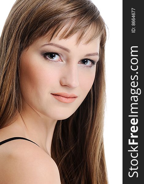 Perfect beautiful candid female face - isolated. Perfect beautiful candid female face - isolated