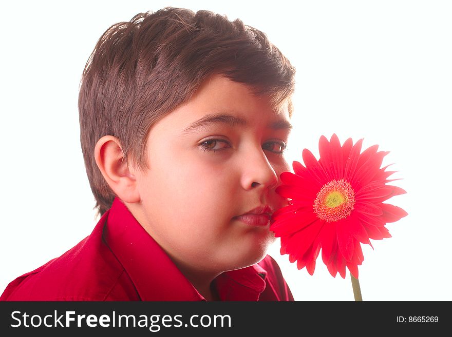 Teenager And Red Flower