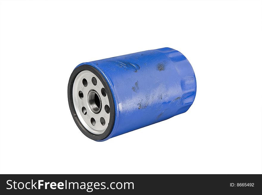 Automotive or small truck used oil filter. Clipping path on object. Automotive or small truck used oil filter. Clipping path on object.