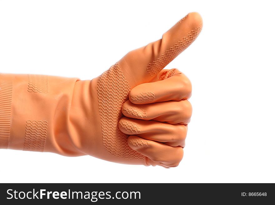 Rubber glove shows yes