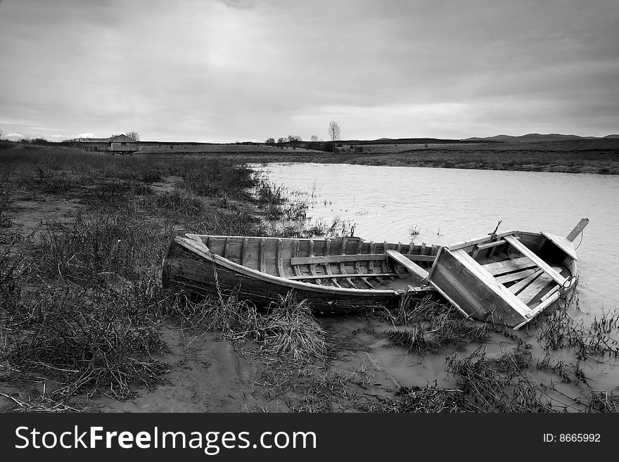 A forgotten old wooden boat