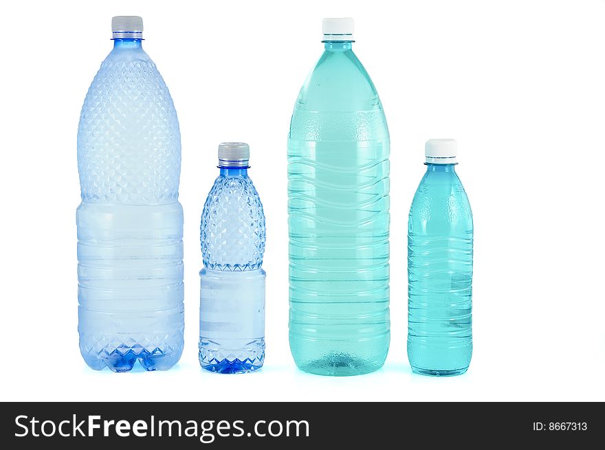 Water bottles against white background