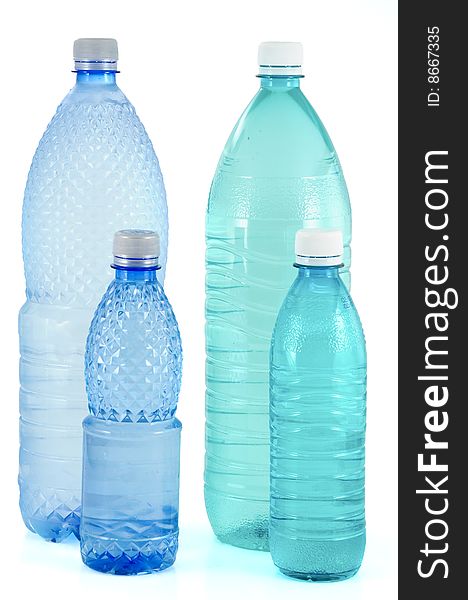 Water bottles against white background