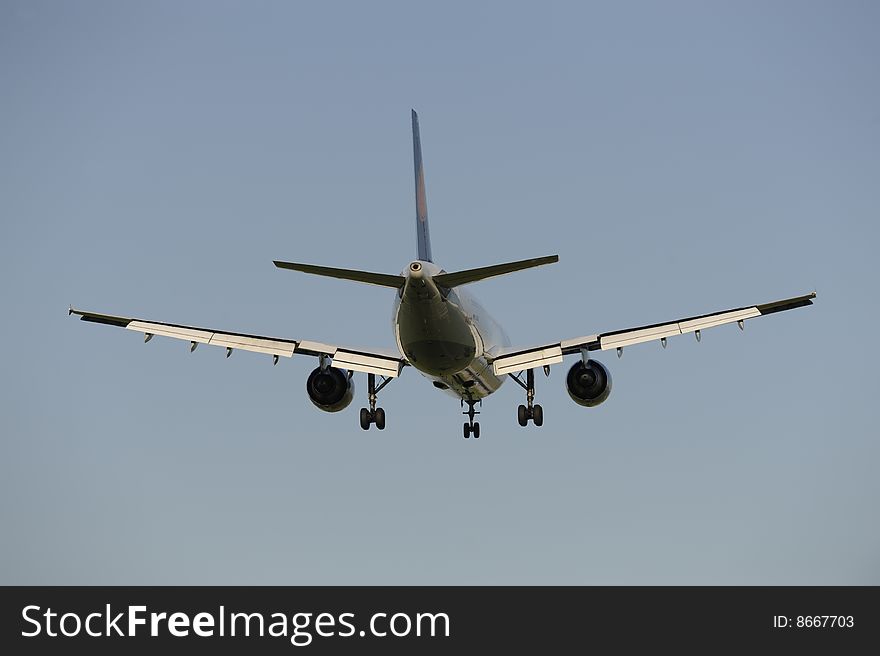 An airplane is landing at airport munich in germany