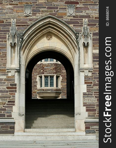 A old stone archway with stairs