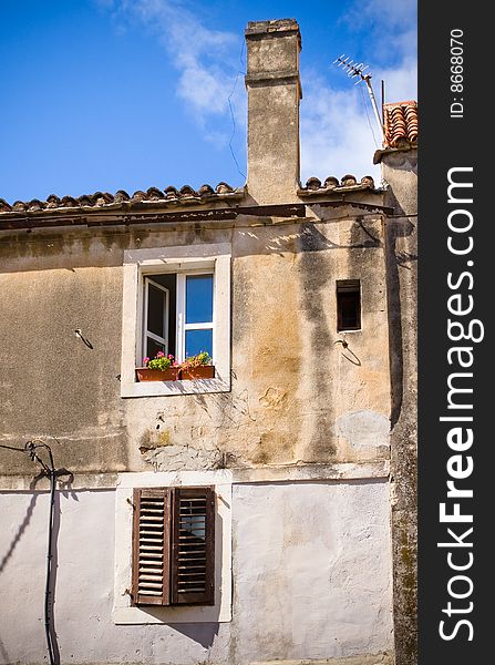 Close-up of a beautiful old wall with window