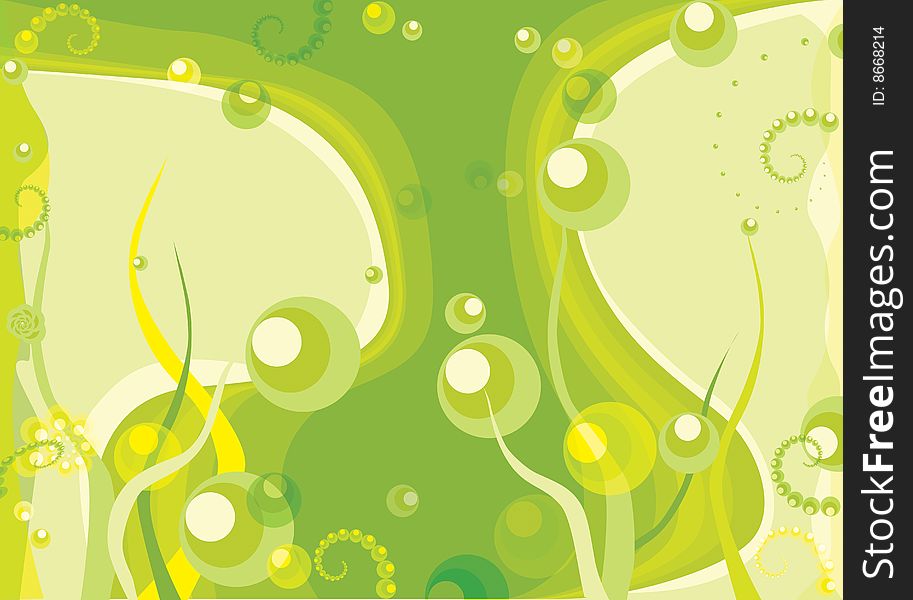 Green bubbles and grass background