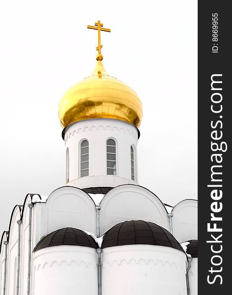 The image of white orthodox church