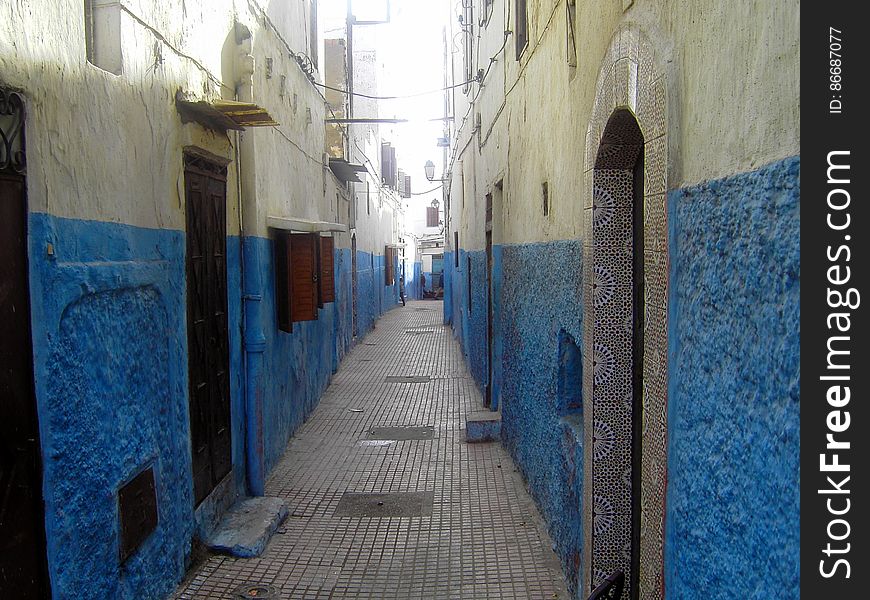 Ruelle bleue, Kasbah des Oudayas &#x28;Rabat, Maroc&#x29