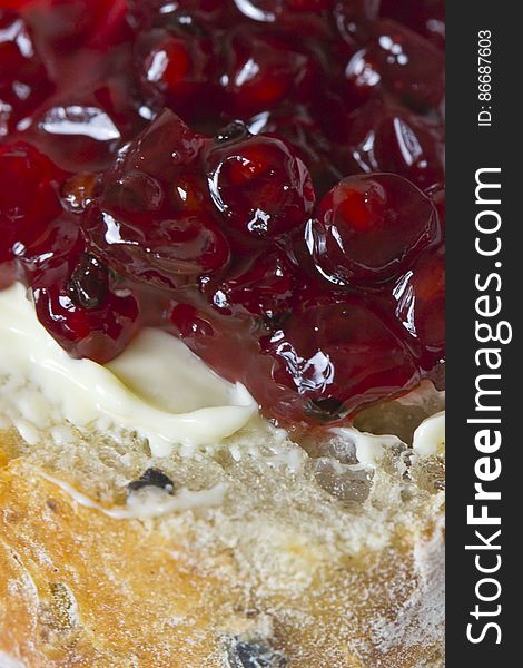 Cranberry Jam On Buttered Bread