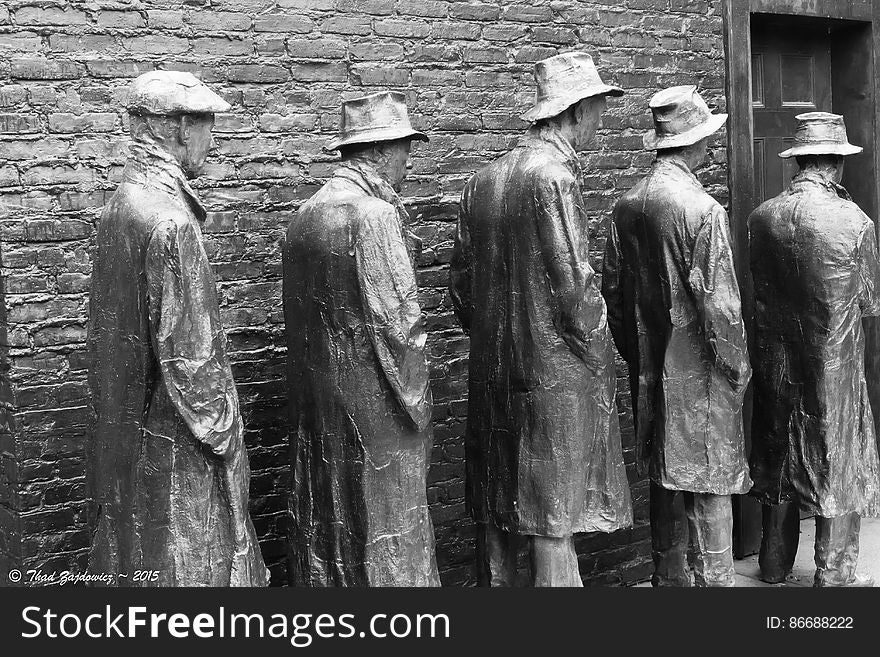 George Segal&#x27;s powerful sculpture of a Depression-era breadline at Grounds for Sculpture in Hamilton Township, New Jersey. This is the second edition; the first edition is in Washington, DC at the FDR Memorial www.groundsforsculpture.org/Artwork/Depression-Breadline. George Segal&#x27;s powerful sculpture of a Depression-era breadline at Grounds for Sculpture in Hamilton Township, New Jersey. This is the second edition; the first edition is in Washington, DC at the FDR Memorial www.groundsforsculpture.org/Artwork/Depression-Breadline