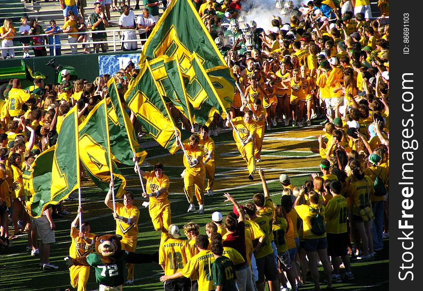 Flag, Yellow, Fan, Gesture