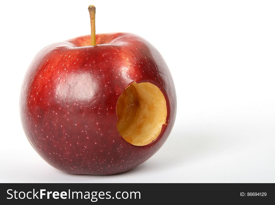 Red Apple Fruit With Hole