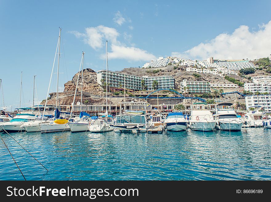 Sailboats Moored in Sea