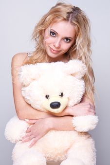 Beautiful Girl With A Teddy Bear Stock Photo Beautiful Girl With A Teddy Bear Stock Photo