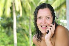 Beautiful Young Woman Talking On Cellphone Stock Images Beautiful Young Woman Talking On Cellphone Stock Images