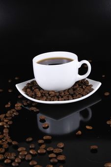 Coffee Cup With Highlited Coffee Beans Stock Image Coffee Cup With Highlited Coffee Beans Stock Image