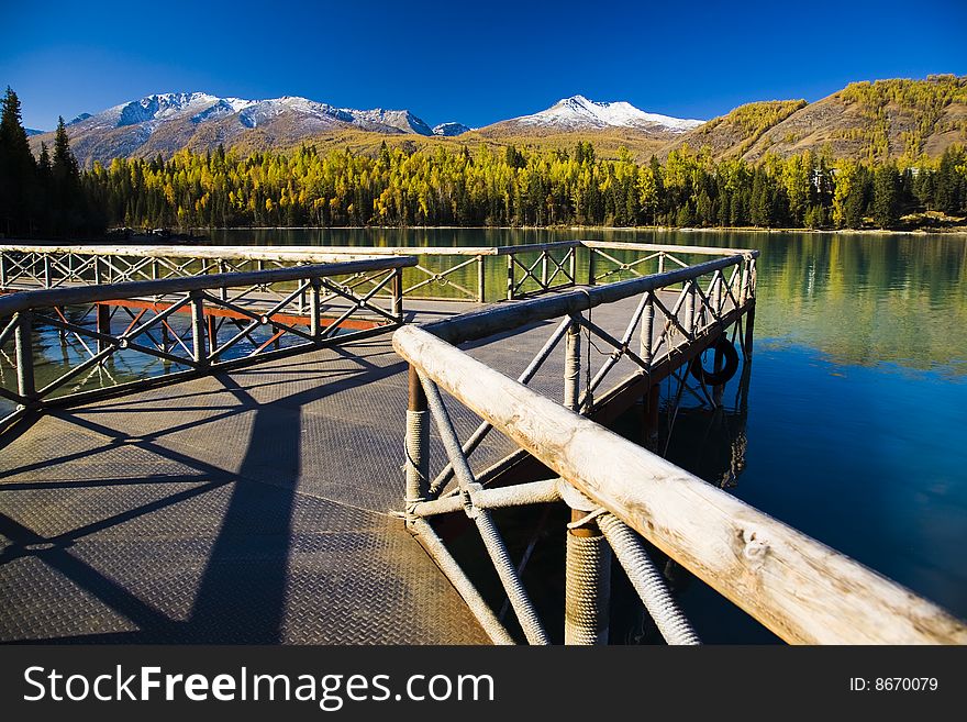 Pier at kanas lake,china. Pier at kanas lake,china