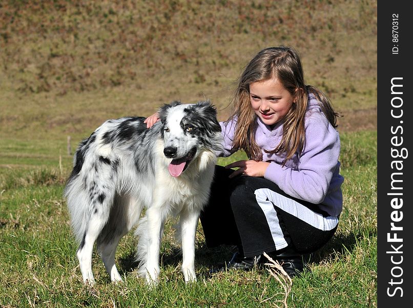 Girl waiting with her dog