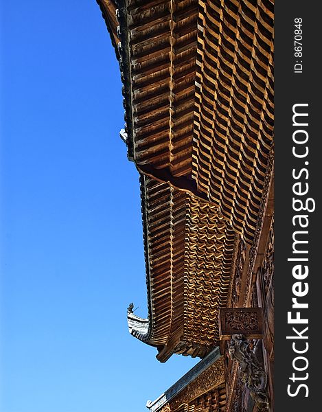 Close look of chinese roof structure