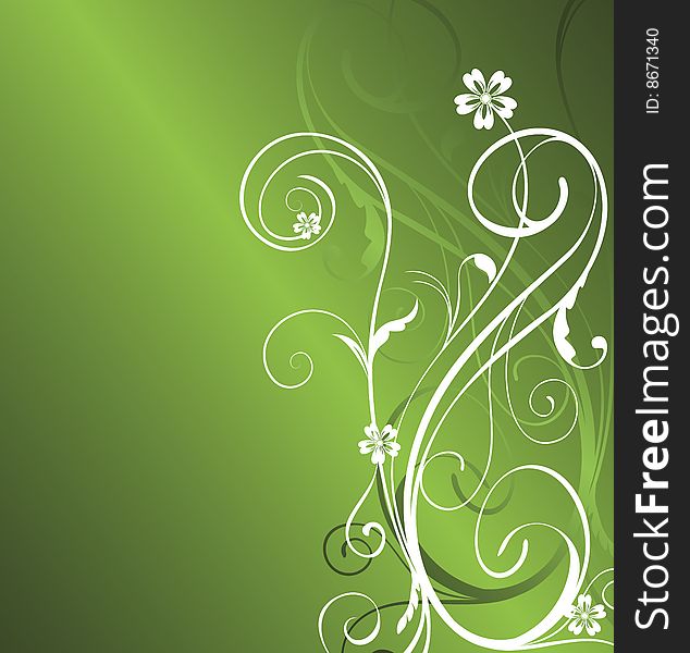 Floral pattern on green background (vector). Floral pattern on green background (vector)