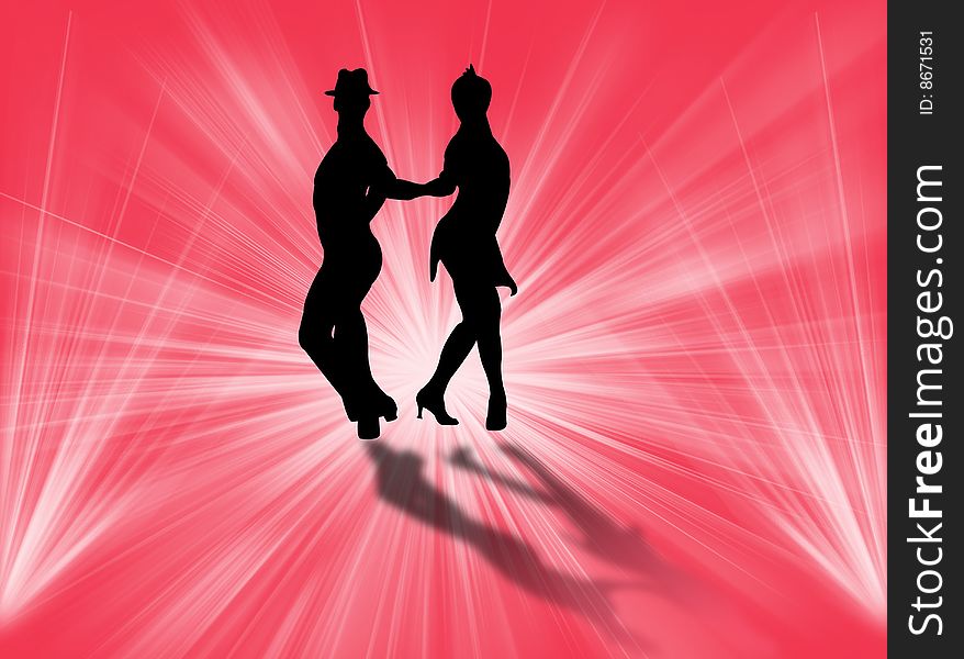 Couple dancing on a colorful background and in the lights. Couple dancing on a colorful background and in the lights
