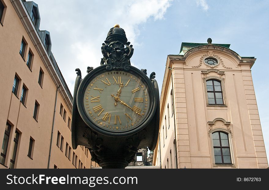 Old clock in fabulous city of Dresden. Old clock in fabulous city of Dresden.