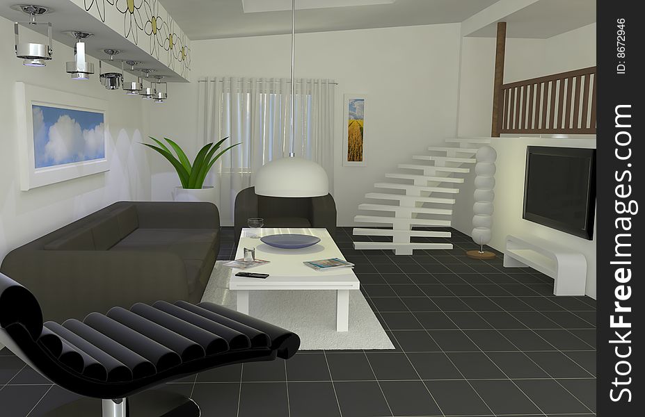 3d render of modern interior living room. 3d render of modern interior living room