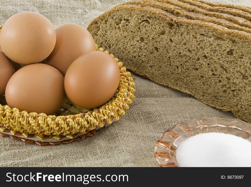 Eggs Lying In Near The Bread