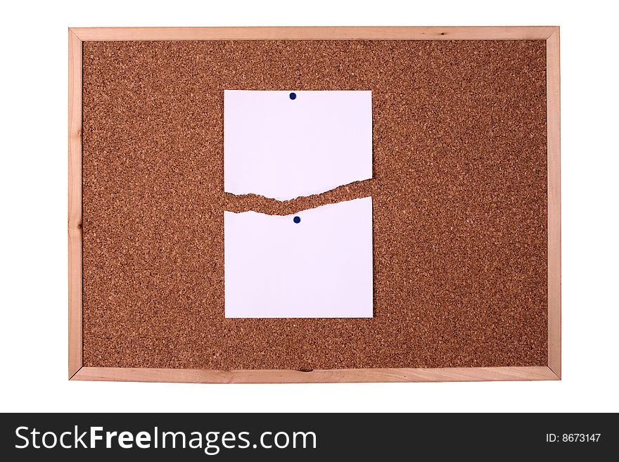 2 pieces of note paper for message attached to a wooden message board