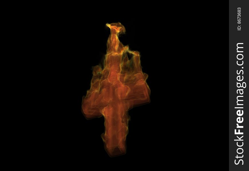 Illustration of 3d fire crucifix