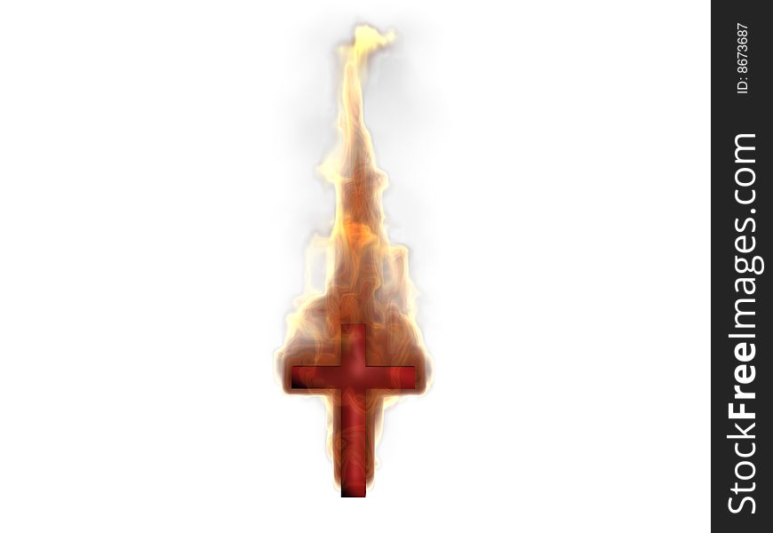 Illustration of 3d fire crucifix